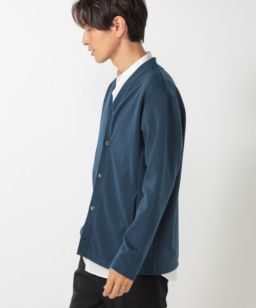UNION STATION（ユニオンステーション）の「【カルゼマテリアル】ストレッチ5ボタンカーディガン（カーディガン/ボレロ・メンズ・ブラック/ブラウン/ブルー・LL/M/L）」の5枚目の写真