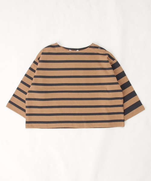 B:MING by BEAMS（ビーミングバイビームス）の「B:MING by BEAMS / ボートネック ボーダー Tシャツ（90~140cm）（Tシャツ/カットソー・キッズ・ベージュ/ブルー/グリーン/カーキ/レッド/オリーブ/ブラウン/イエロー/ブラック/ブルー系その他3/オレンジ系その他6・90/100/110/120/130/140/150）」の3枚目の写真
