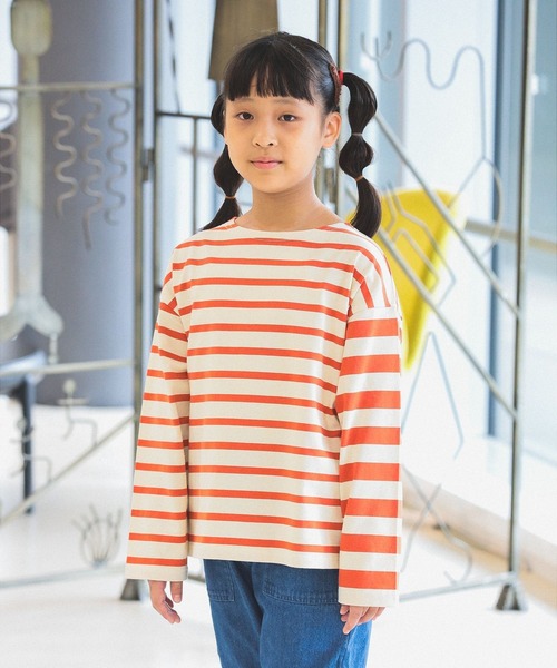 B:MING by BEAMS（ビーミングバイビームス）の「B:MING by BEAMS / ボートネック ボーダー Tシャツ（90~140cm）（Tシャツ/カットソー・キッズ・ベージュ/ブルー/グリーン/カーキ/レッド/オリーブ/ブラウン/イエロー/ブラック/ブルー系その他3/オレンジ系その他6・90/100/110/120/130/140/150）」の12枚目の写真