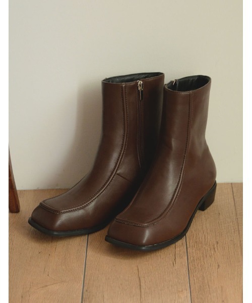 Re:EDIT（リエディ）の「スクエアトゥミドルブーツ（ブーツ・レディース・ブラック/ブラウン/アイボリー/ボルドー/カーキ/ベージュ・LARGE/SMALL/XX-LARGE/MEDIUM/X-LARGE）」の4枚目の写真