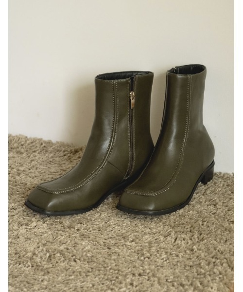 Re:EDIT（リエディ）の「スクエアトゥミドルブーツ（ブーツ・レディース・ブラック/ブラウン/アイボリー/ボルドー/カーキ/ベージュ・LARGE/SMALL/XX-LARGE/MEDIUM/X-LARGE）」の6枚目の写真