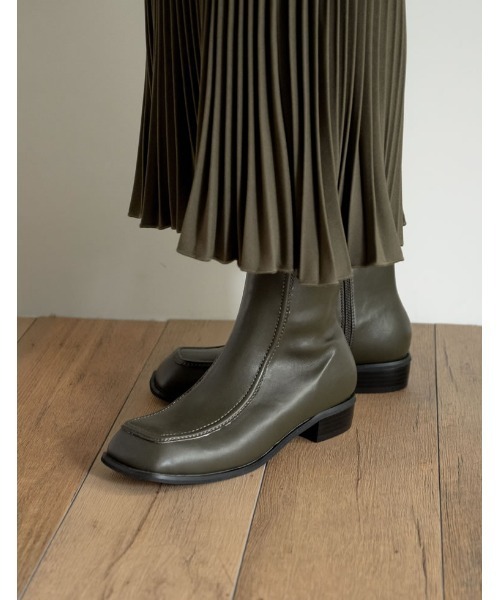 Re:EDIT（リエディ）の「スクエアトゥミドルブーツ（ブーツ・レディース・ブラック/ブラウン/アイボリー/ボルドー/カーキ/ベージュ・LARGE/SMALL/XX-LARGE/MEDIUM/X-LARGE）」の16枚目の写真