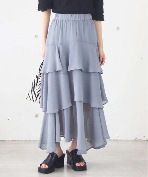 tiptop(ティップトップ)の「イレギュラーヘムロングスカート(スカート・レディース・アイボリー/ブラック/ブルー/A/B/C・FREE)」の11枚目の写真