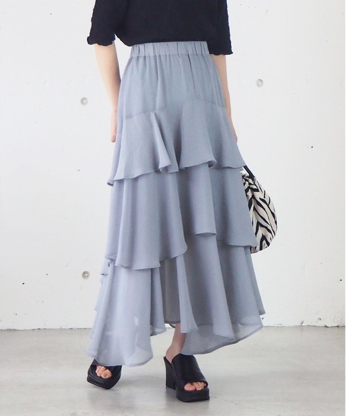 tiptop(ティップトップ)の「イレギュラーヘムロングスカート(スカート・レディース・アイボリー/ブラック/ブルー/A/B/C・FREE)」の13枚目の写真