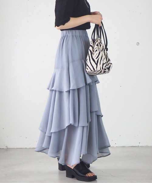 tiptop(ティップトップ)の「イレギュラーヘムロングスカート(スカート・レディース・アイボリー/ブラック/ブルー/A/B/C・FREE)」の14枚目の写真