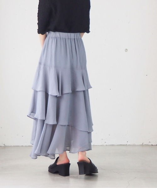 tiptop(ティップトップ)の「イレギュラーヘムロングスカート(スカート・レディース・アイボリー/ブラック/ブルー/A/B/C・FREE)」の15枚目の写真