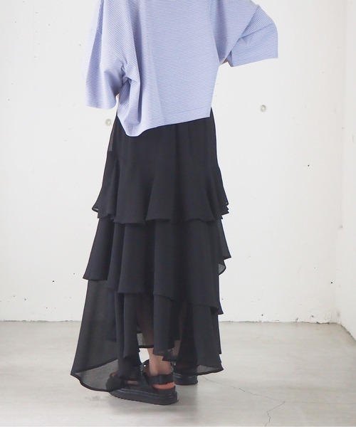 tiptop(ティップトップ)の「イレギュラーヘムロングスカート(スカート・レディース・アイボリー/ブラック/ブルー/A/B/C・FREE)」の10枚目の写真