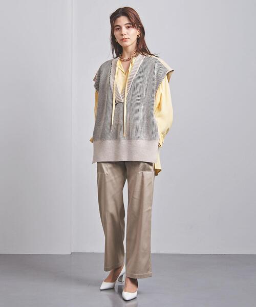 ELIN（エリン） Vネック コンビ ニットベスト ブラック ELIN（エリン