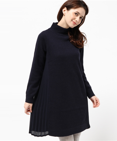 Ray BEAMS（レイビームス）の「Ray BEAMS / サイドプリーツ ニットワンピース（ワンピース・レディース・シルバー/ネイビー・ONE SIZE）」の2枚目の写真