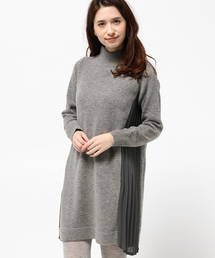 Ray BEAMS | Ray BEAMS / サイドプリーツ ニットワンピース(ワンピース)