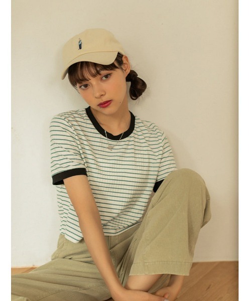 fifth calin（フィフスカラン）の「トリムボーダーTシャツ（Tシャツ/カットソー・レディース・ブラウン/ホワイト・MEDIUM）」の2枚目の写真