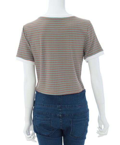 fifth calin（フィフスカラン）の「トリムボーダーTシャツ（Tシャツ/カットソー・レディース・ブラウン/ホワイト・MEDIUM）」の5枚目の写真