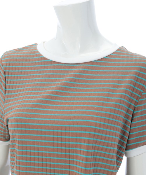 fifth calin（フィフスカラン）の「トリムボーダーTシャツ（Tシャツ/カットソー・レディース・ブラウン/ホワイト・MEDIUM）」の6枚目の写真