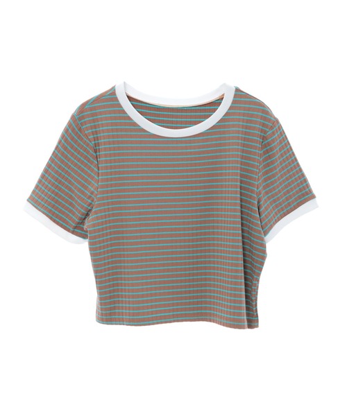 fifth calin（フィフスカラン）の「トリムボーダーTシャツ（Tシャツ/カットソー・レディース・ブラウン/ホワイト・MEDIUM）」の9枚目の写真