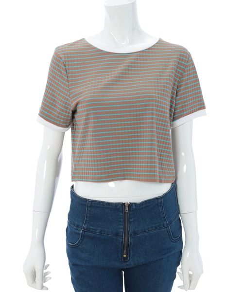 fifth calin（フィフスカラン）の「トリムボーダーTシャツ（Tシャツ/カットソー・レディース・ブラウン/ホワイト・MEDIUM）」の11枚目の写真