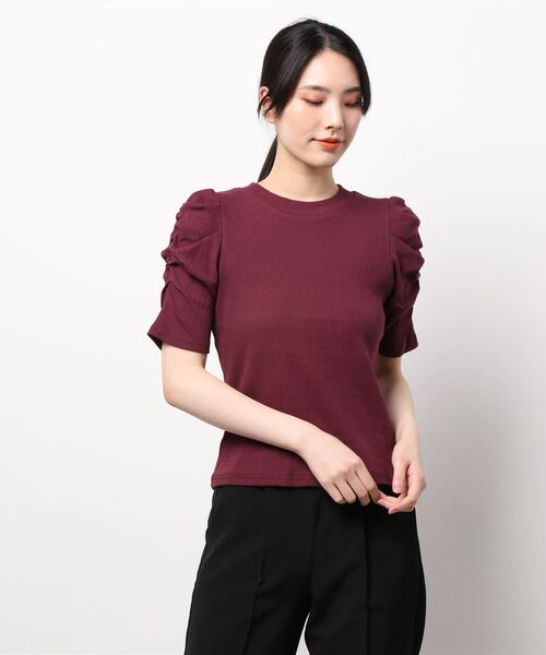 NOMAE(ノーマエ)の「【NOMAE】ギャザースリーブカットソー(Tシャツ/カットソー・レディース・ホワイト/ブラック/ベージュ/パープル・FREE)」の18枚目の写真