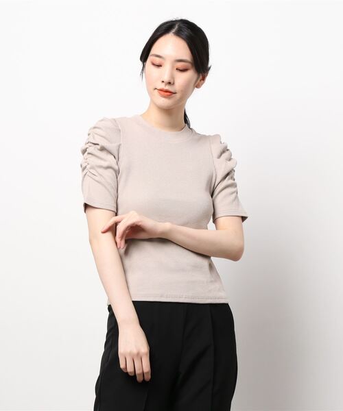 NOMAE(ノーマエ)の「【NOMAE】ギャザースリーブカットソー(Tシャツ/カットソー・レディース・ホワイト/ブラック/ベージュ/パープル・FREE)」の20枚目の写真