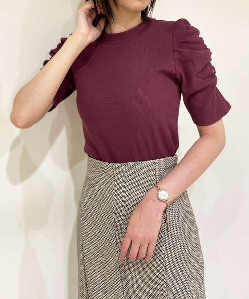 NOMAE(ノーマエ)の「【NOMAE】ギャザースリーブカットソー(Tシャツ/カットソー・レディース・ホワイト/ブラック/ベージュ/パープル・FREE)」の15枚目の写真