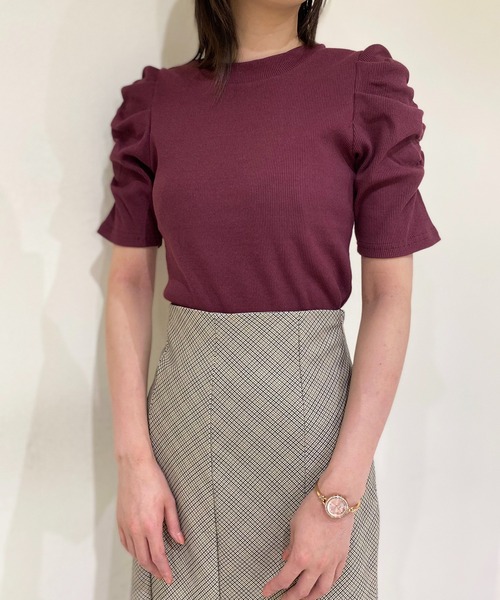 NOMAE(ノーマエ)の「【NOMAE】ギャザースリーブカットソー(Tシャツ/カットソー・レディース・ホワイト/ブラック/ベージュ/パープル・FREE)」の16枚目の写真