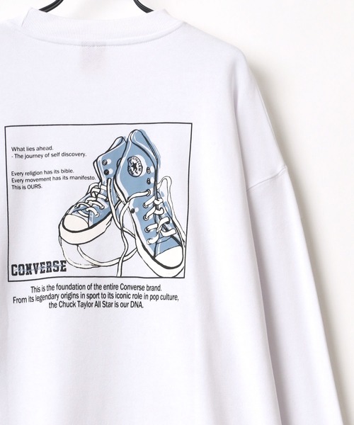 CONVERSE(コンバース)の「CONVERSE/コンバース ビッグシルエット バックプリント シューズ イラスト スウェット トレーナー(スウェット・メンズ・ホワイト/ブラック/ベージュ/ブルー/グリーン・LL/M/L)」の2枚目の写真