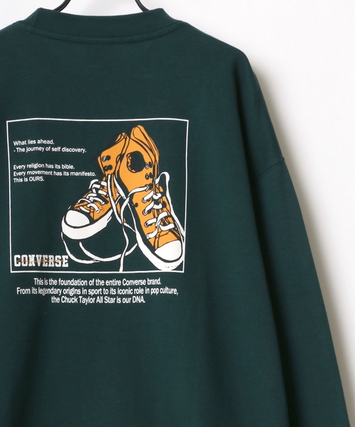 CONVERSE(コンバース)の「CONVERSE/コンバース ビッグシルエット バックプリント シューズ イラスト スウェット トレーナー(スウェット・メンズ・ホワイト/ブラック/ベージュ/ブルー/グリーン・LL/M/L)」の4枚目の写真
