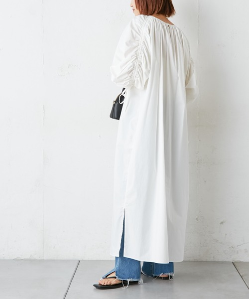 CIAOPANIC TYPY(チャオパニックティピー)の「ギャザースリーブワンピース(ワンピース・レディース・ホワイト/ブラック/グリーン・ONE SIZE)」の4枚目の写真