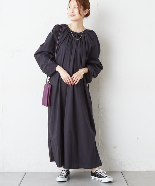 CIAOPANIC TYPY(チャオパニックティピー)の「ギャザースリーブワンピース(ワンピース・レディース・ホワイト/ブラック/グリーン・ONE SIZE)」の18枚目の写真