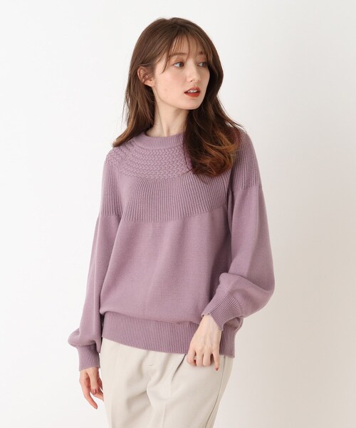 DRESKIP（ドレスキップ）の「◆もちもち求心編みニット（ニット/セーター・レディース・ブラック/ライトグリーン/ライトベージュ/ブラウン系その他2/パープル系/ピンク系・02/03/04）」の6枚目の写真