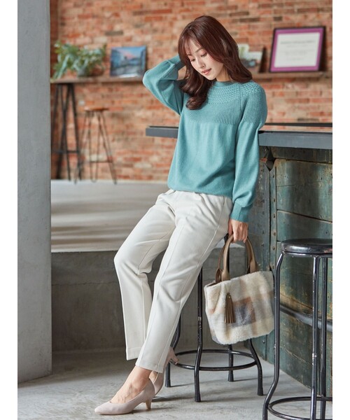 DRESKIP（ドレスキップ）の「◆もちもち求心編みニット（ニット/セーター・レディース・ブラック/ライトグリーン/ライトベージュ/ブラウン系その他2/パープル系/ピンク系・02/03/04）」の7枚目の写真