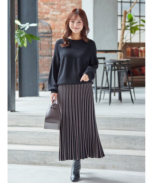 DRESKIP（ドレスキップ）の「◆もちもち求心編みニット（ニット/セーター・レディース・ブラック/ライトグリーン/ライトベージュ/ブラウン系その他2/パープル系/ピンク系・02/03/04）」の14枚目の写真