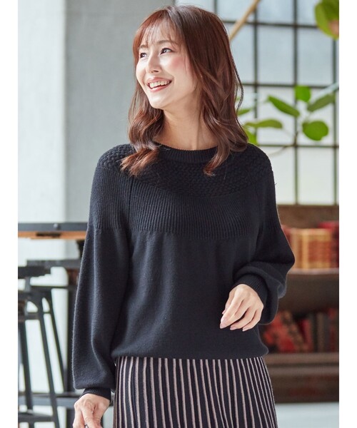 DRESKIP（ドレスキップ）の「◆もちもち求心編みニット（ニット/セーター・レディース・ブラック/ライトグリーン/ライトベージュ/ブラウン系その他2/パープル系/ピンク系・02/03/04）」の15枚目の写真