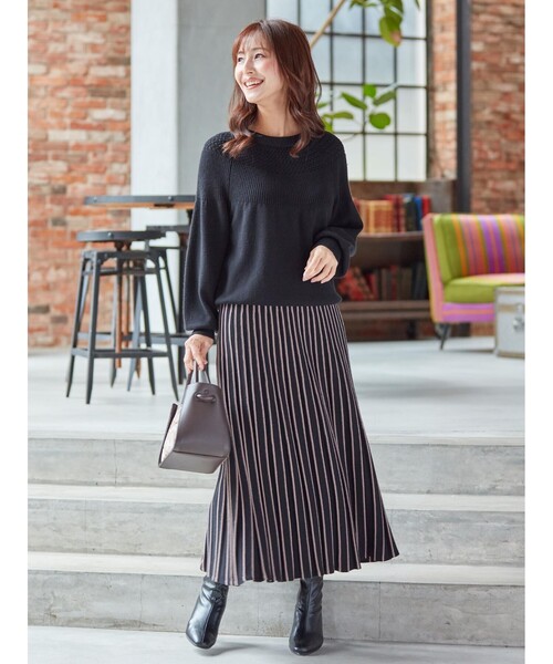 DRESKIP（ドレスキップ）の「◆もちもち求心編みニット（ニット/セーター・レディース・ブラック/ライトグリーン/ライトベージュ/ブラウン系その他2/パープル系/ピンク系・02/03/04）」の16枚目の写真