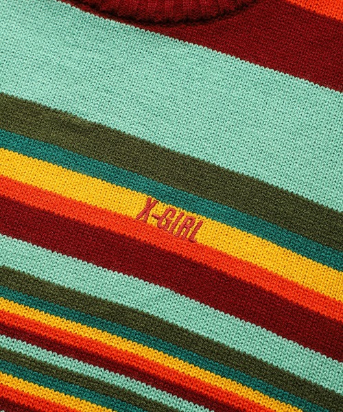 X-girl（エックスガール）の「OVERSIZED KNIT TOP（ニット/セーター・レディース・ライトブルー/ブラック/マルチ・ONE SIZE）」の15枚目の写真