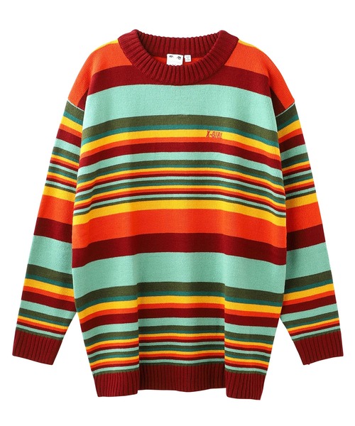 X-girl（エックスガール）の「OVERSIZED KNIT TOP（ニット/セーター・レディース・ライトブルー/ブラック/マルチ・ONE SIZE）」の21枚目の写真