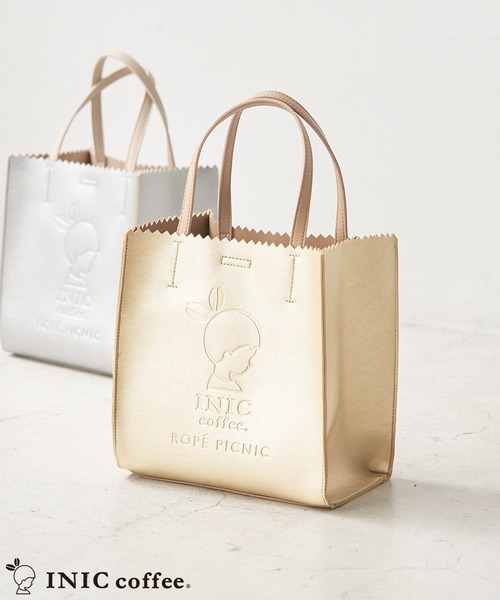 ROPE' PICNIC(ロペピクニック)の「【INIC Coffee×ROPE' PICNIC】メタリックエンボスミドルトートバッグ(トートバッグ・レディース・ゴールド/シルバー・FREE)」の2枚目の写真