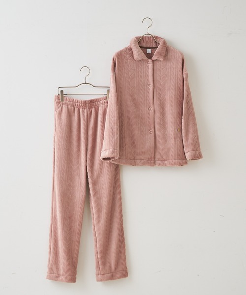 TERRITOIRE（テリトワール）の「LADIES ふんわりシャーリングパジャマ 上下セット（ルームウェア/パジャマ・レディース・チャコールグレー/ピンク/ネイビー/オフホワイト・FREE）」の6枚目の写真