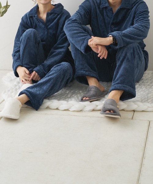 TERRITOIRE（テリトワール）の「LADIES ふんわりシャーリングパジャマ 上下セット（ルームウェア/パジャマ・レディース・チャコールグレー/ピンク/ネイビー/オフホワイト・FREE）」の21枚目の写真