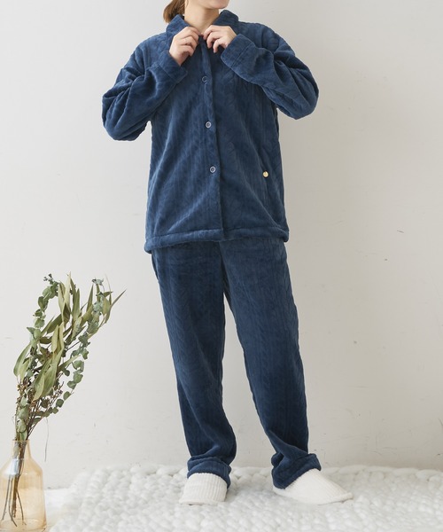 TERRITOIRE（テリトワール）の「LADIES ふんわりシャーリングパジャマ 上下セット（ルームウェア/パジャマ・レディース・チャコールグレー/ピンク/ネイビー/オフホワイト・FREE）」の15枚目の写真