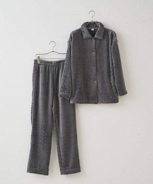 TERRITOIRE（テリトワール）の「LADIES ふんわりシャーリングパジャマ 上下セット（ルームウェア/パジャマ・レディース・チャコールグレー/ピンク/ネイビー/オフホワイト・FREE）」の7枚目の写真