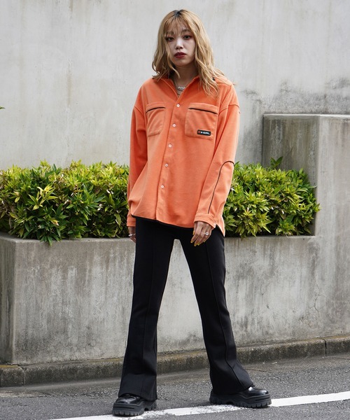 X-girl（エックスガール）の「FLARE SWEAT PANT/スウェット　フレアパンツ（スウェットパンツ・レディース・ライトブルー/ブラック/グリーン・S/M）」の13枚目の写真