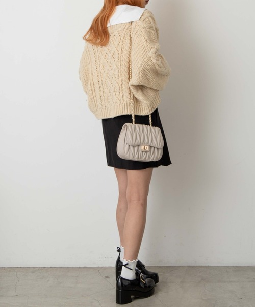 WEGO(ウィゴー)の「WEGO/キルティングショルダーバッグ(ショルダーバッグ・レディース・ブラック/アイボリー・FREE)」の10枚目の写真