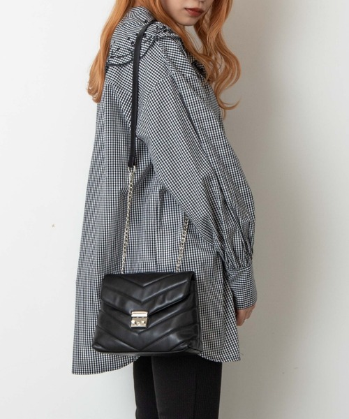 WEGO(ウィゴー)の「WEGO/キルティングショルダーバッグ(ショルダーバッグ・レディース・ブラック/アイボリー・FREE)」の12枚目の写真