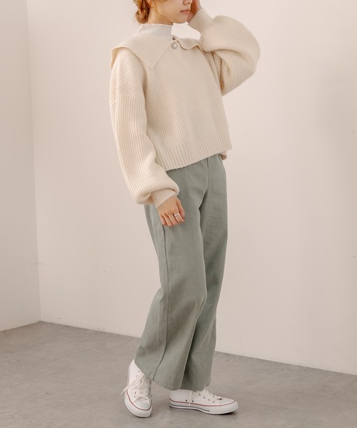 OLIVE des OLIVE（オリーブデオリーブ）の「セイラ-衿ニット（ニット/セーター・レディース・ブラック/アイボリー/ライトブラウン・FREE）」の13枚目の写真