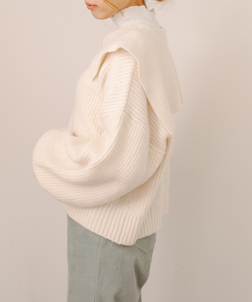 OLIVE des OLIVE（オリーブデオリーブ）の「セイラ-衿ニット（ニット/セーター・レディース・ブラック/アイボリー/ライトブラウン・FREE）」の7枚目の写真