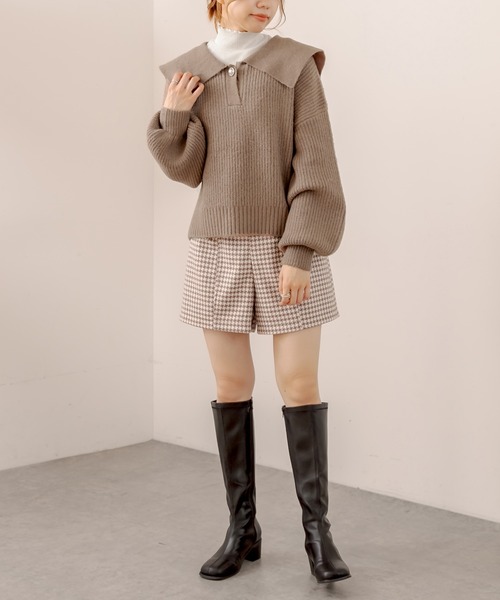 OLIVE des OLIVE（オリーブデオリーブ）の「セイラ-衿ニット（ニット/セーター・レディース・ブラック/アイボリー/ライトブラウン・FREE）」の16枚目の写真