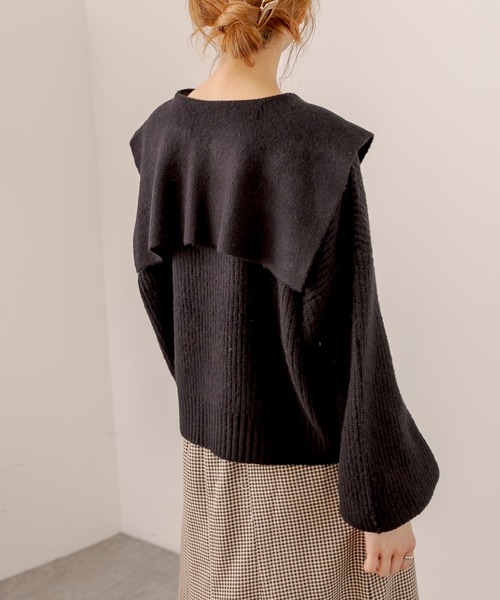 OLIVE des OLIVE（オリーブデオリーブ）の「セイラ-衿ニット（ニット/セーター・レディース・ブラック/アイボリー/ライトブラウン・FREE）」の15枚目の写真