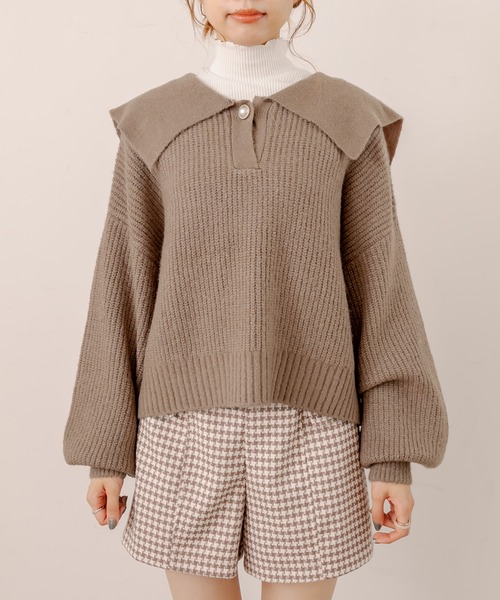 OLIVE des OLIVE（オリーブデオリーブ）の「セイラ-衿ニット（ニット/セーター・レディース・ブラック/アイボリー/ライトブラウン・FREE）」の12枚目の写真