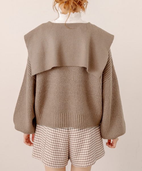 OLIVE des OLIVE（オリーブデオリーブ）の「セイラ-衿ニット（ニット/セーター・レディース・ブラック/アイボリー/ライトブラウン・FREE）」の9枚目の写真