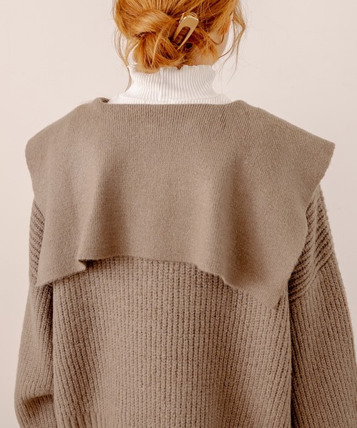 OLIVE des OLIVE（オリーブデオリーブ）の「セイラ-衿ニット（ニット/セーター・レディース・ブラック/アイボリー/ライトブラウン・FREE）」の18枚目の写真