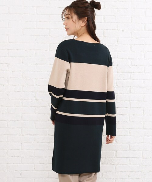 SHOO・LA・RUE（シューラルー）の「◆マルチボーダーニットワンピース（ワンピース・レディース・ブラック系2/ダークブラウン系2/ダークグリーン系2・03/02/04）」の6枚目の写真